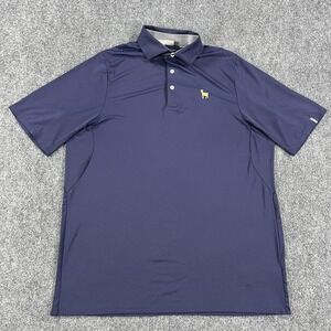 KJUS Golden Goat Polo Shirt Mens Large Blue Golf The Players Performance UPF 50